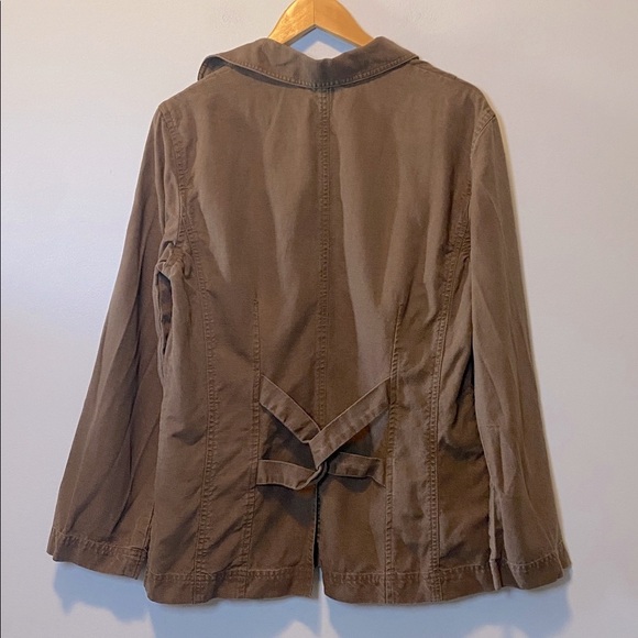 J Jill Linen Blend Jacket Women’s Medium Brown Lightweight Hidden Button Coat - Picture 11 of 15